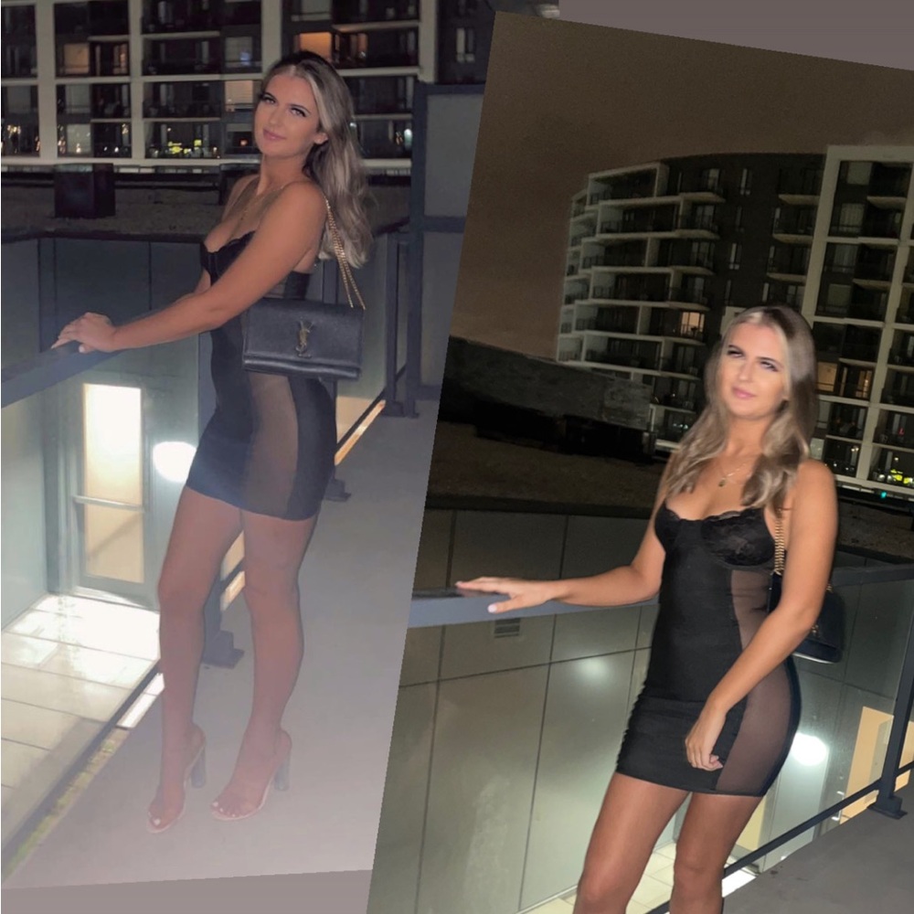Superdown Revolve Black Sheer Mini Bodycon Dress